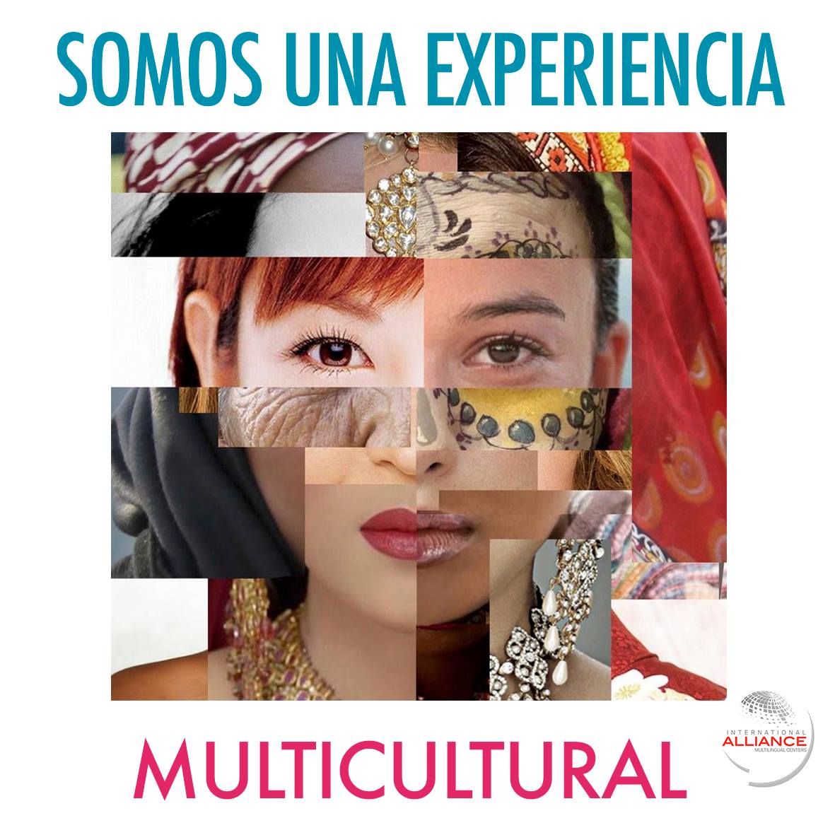 Somos una experiencia multicultural: mosaico de rostros de distintas culturas